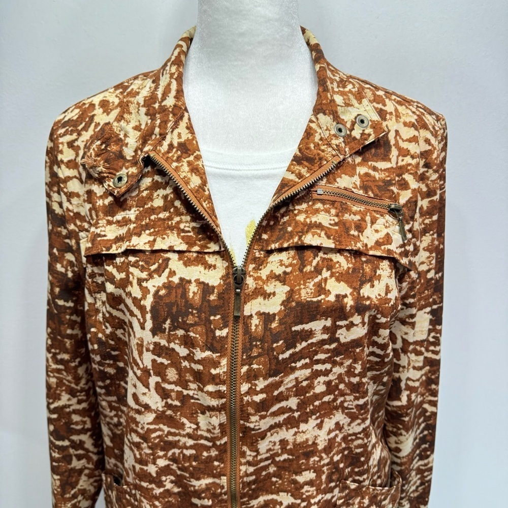 Chico’s 3 Piece Outfit Cropped Pants Cotton 3/4 Tee & Zip Front Jacket Size 1/M - Picture 7 of 15